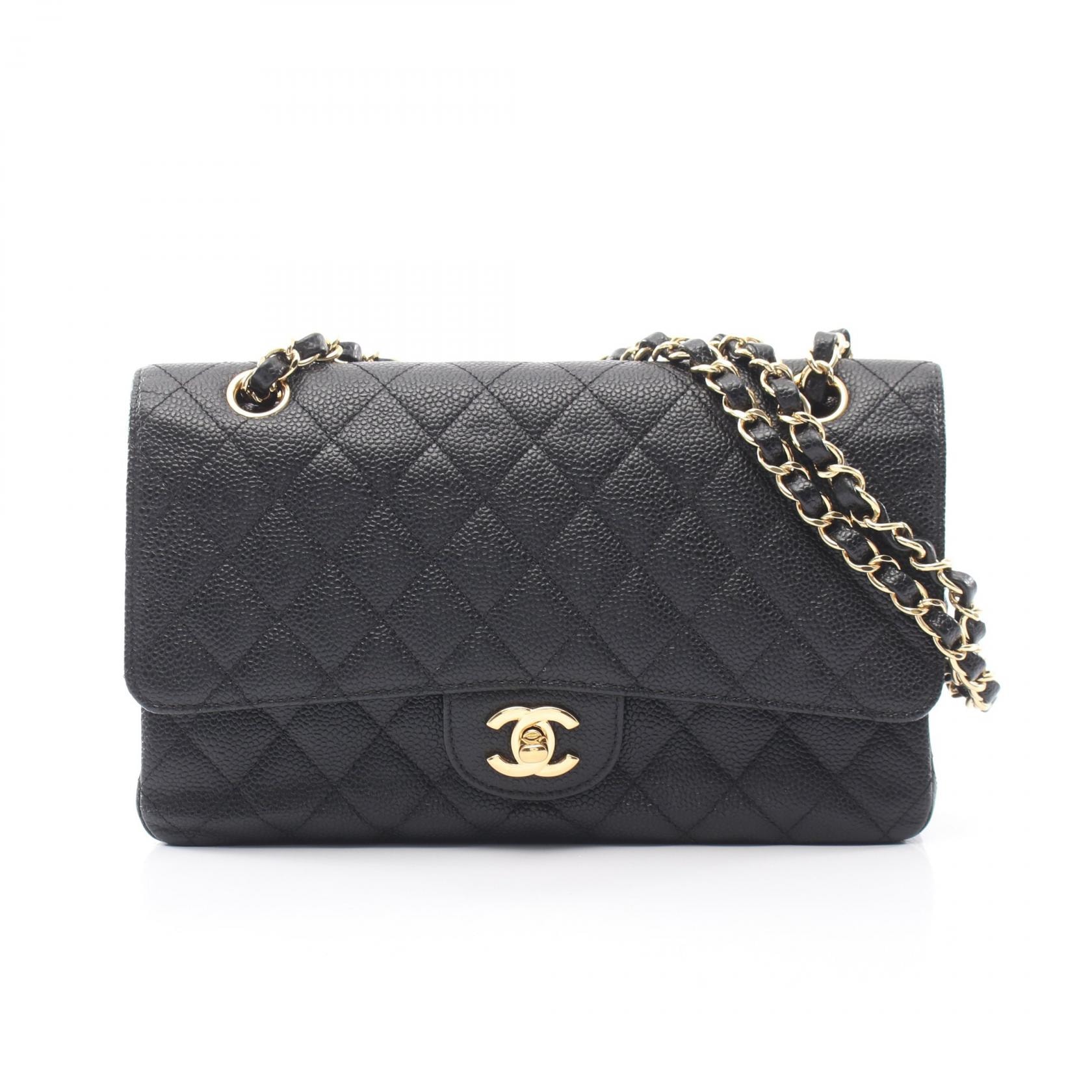 シャネル CHANEL マトラッセ Wフラップ ショルダーバッグ バッグ カーフ(牛革) レディース ブラック系 【中古】