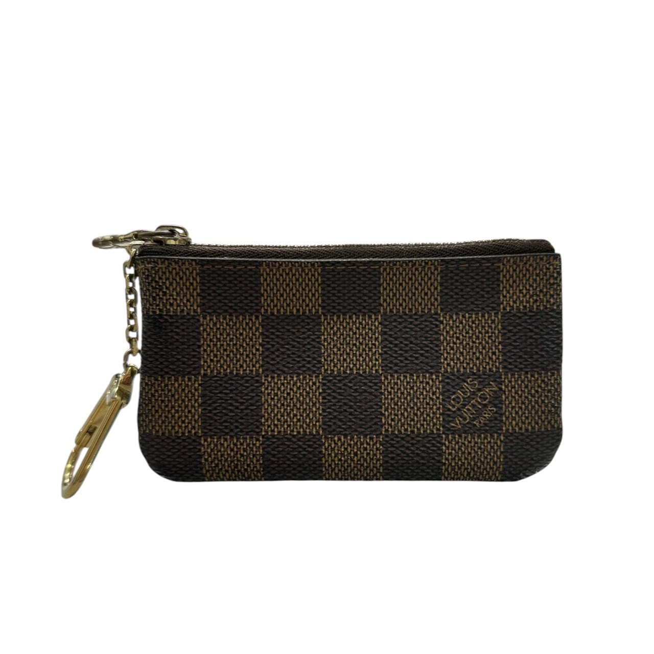 美品 LOUIS VUITTON ルイヴィトン ダミエ ポシェットクレ ブラウン ゴールド金具 PVC コインケース S1-00139 【中古】