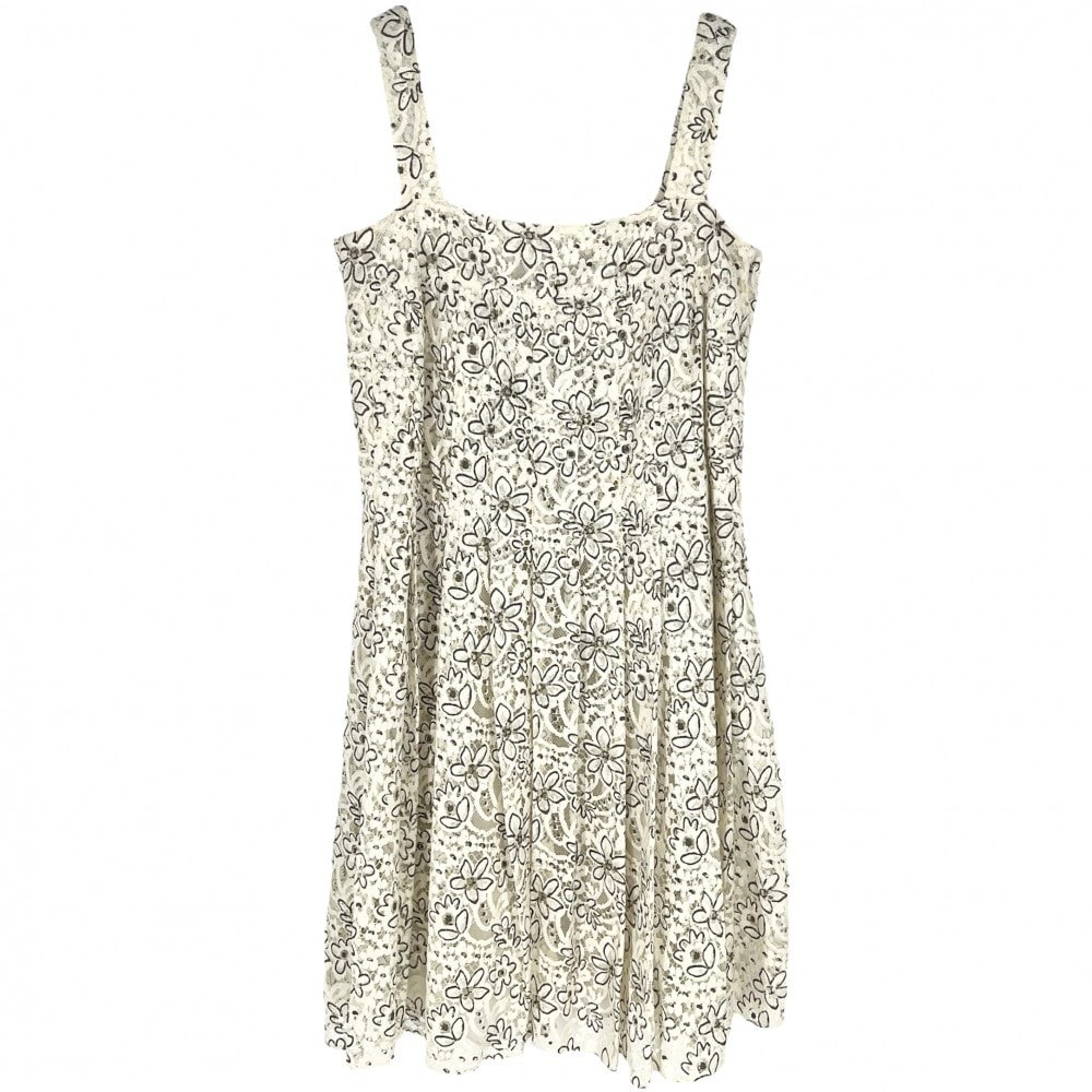 CHANEL シャネル ワンピース キャミワンピ ココボタン フラワー 花柄 レース アパレル 服 38 ベージュ コットン ナイロン レーヨン レディース 春 夏【中古品】
