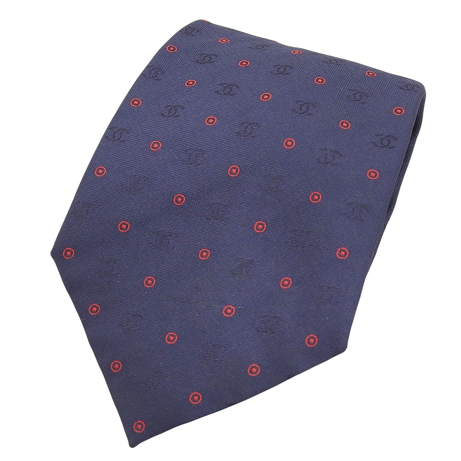 極美品 シャネル ネクタイ ネイビー レッド メンズ