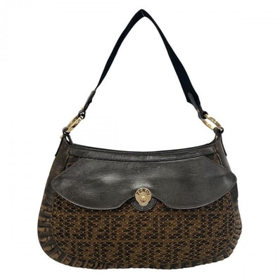 FENDI フェンディ ショルダーバッグ ズッカ ワンショルダー 肩掛け 8BR494 カーフ ジャガードキャンバス ブラウン 茶 ゴールド金具 レディース【中古品】