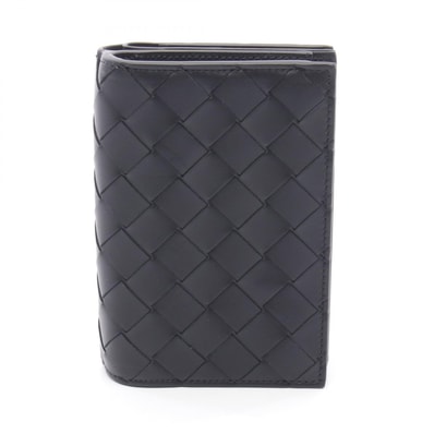 ボッテガヴェネタ BOTTEGA VENETA イントレチャート 二つ折り財布 財布 レザー メンズ ブラック系 796958VCPQ48803 【新品】
