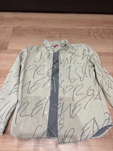 Supreme Handwriting Jacquard Denim Shirt "Dirty"
