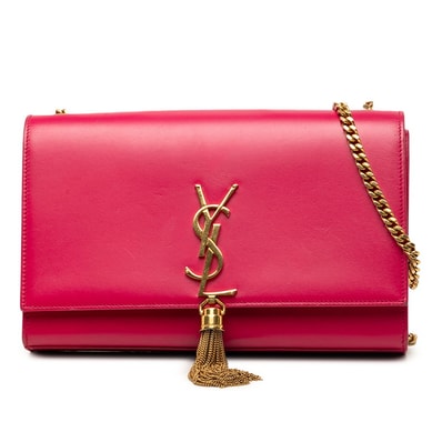 サンローラン YSLロゴ ケイト 斜め掛け チェーン ショルダーバッグ 354119 ピンク レザー レディース SAINT LAURENT 中古