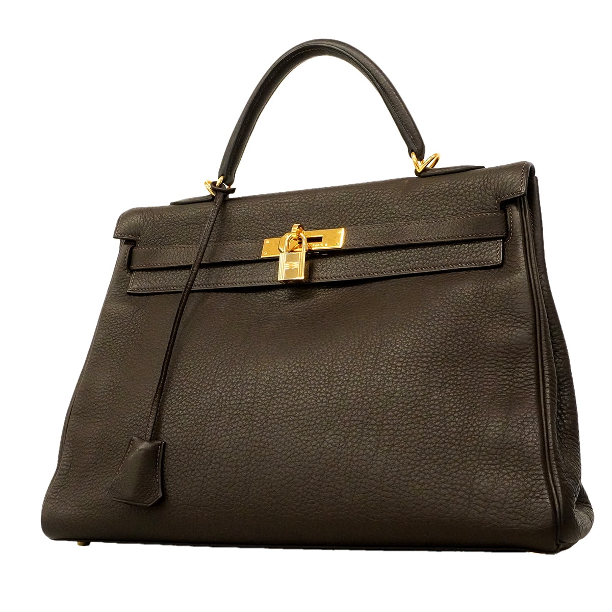 【6he5749】エルメス ハンドバッグ ケリー35 トゴ エベーヌ ゴールド金具 □F刻印【中古】レディース