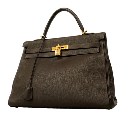 【6he5749】エルメス ハンドバッグ ケリー35 トゴ エベーヌ ゴールド金具 □F刻印【中古】レディース