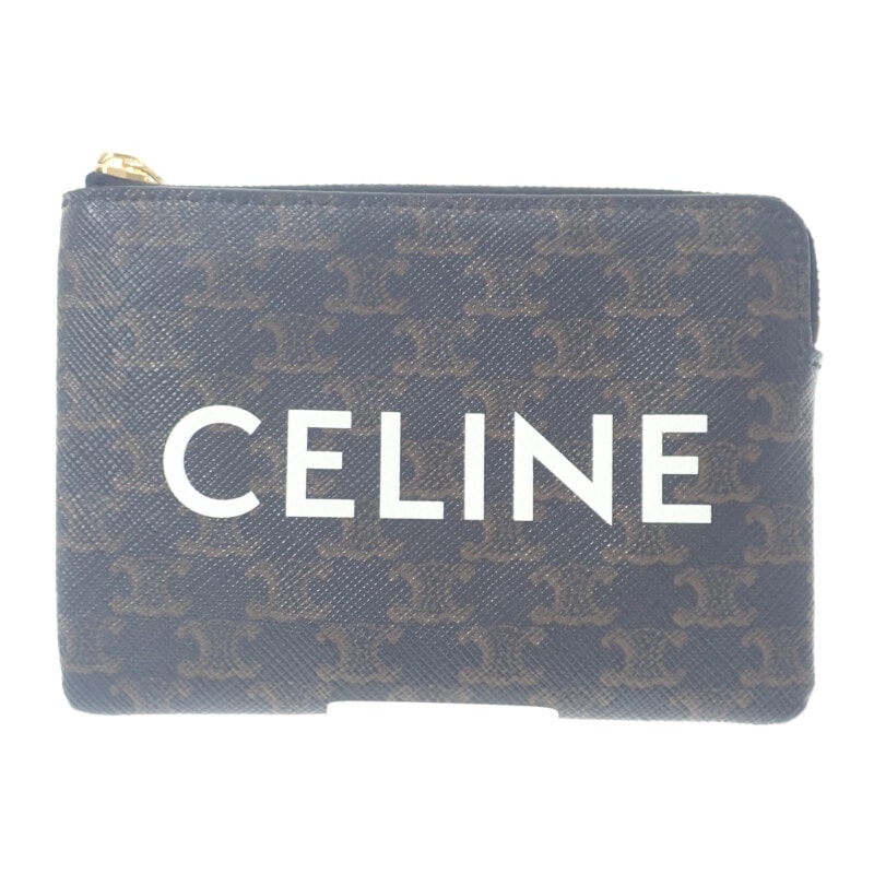 セリーヌ CELINE コインパース 10C662CA2-38NO コインケース トリオンフキャンバス ブラック ブラウン レディース【中古】【Aランク】