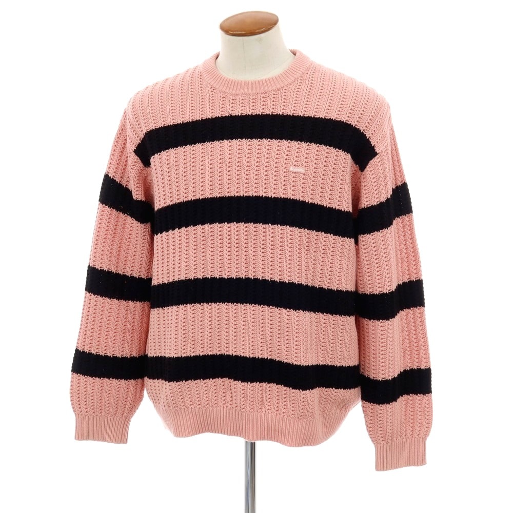 【中古】シュプリーム Supreme 2025年春夏 Loose Gauge Stripe Small Box Sweater プルオーバーニット ピンクxブラック【サイズM】【メンズ】