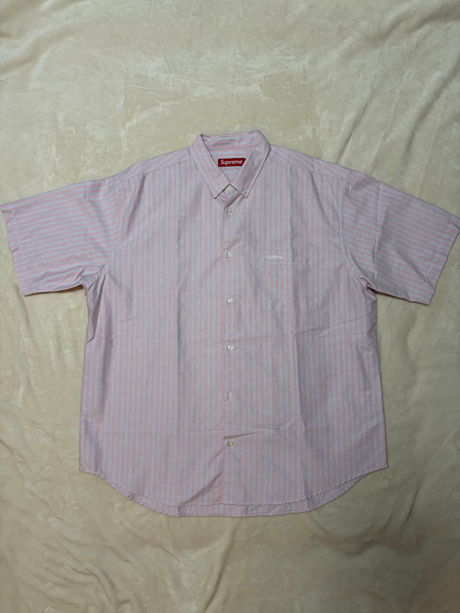 Supreme Loose Fit Oxford S/S Shirt "Pink Stripe" (25SS)