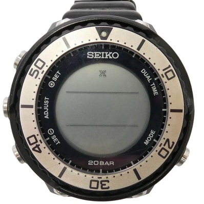 SEIKO セイコー S802-00A0 フィールドマスタープロスペック ソーラ 充電式 ダイバーズウォッチ デジタル 時計 ブラック系【中古】