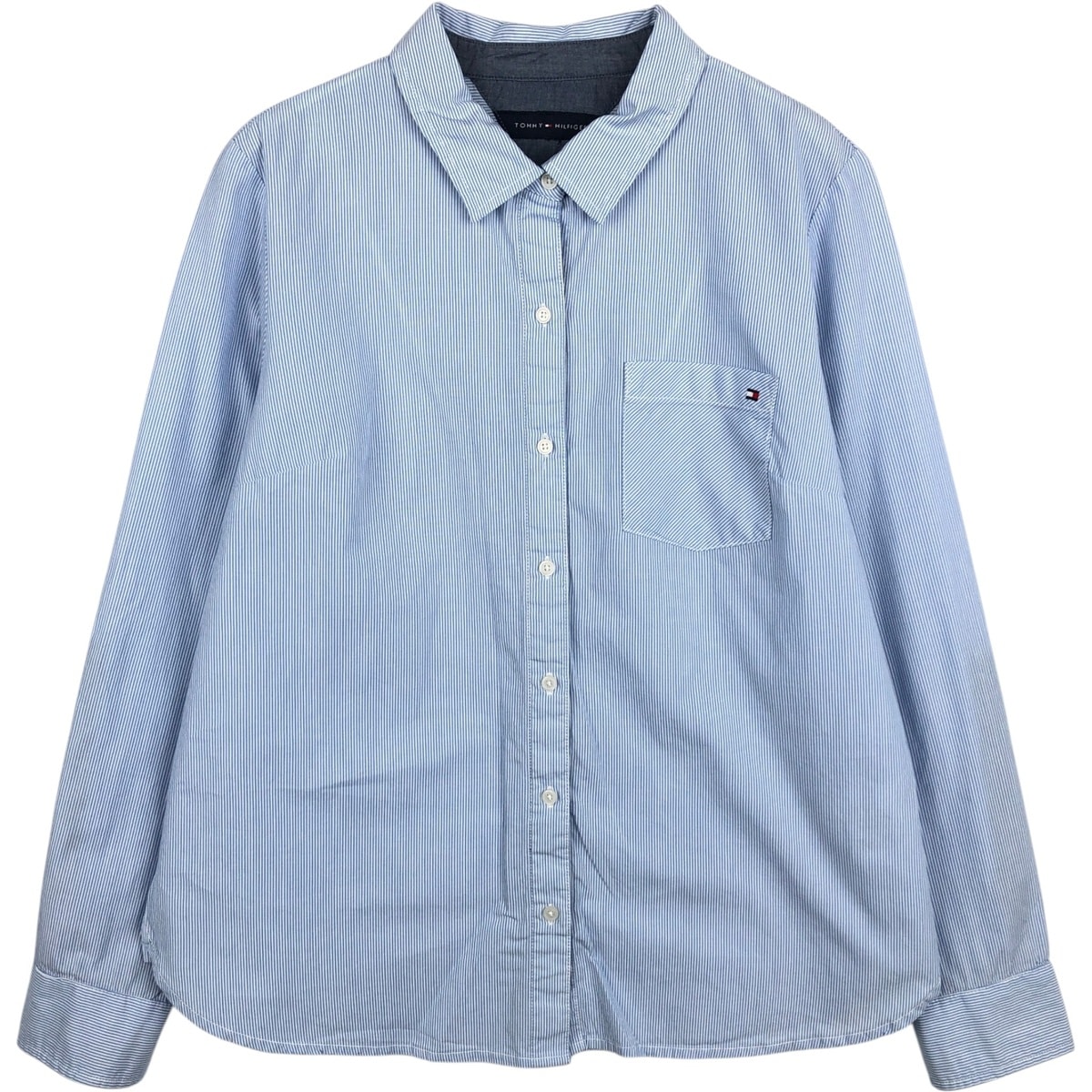 古着 トミーヒルフィガー TOMMY HILFIGER 長袖 コットンストライプシャツ レディースM相当/eaa650429