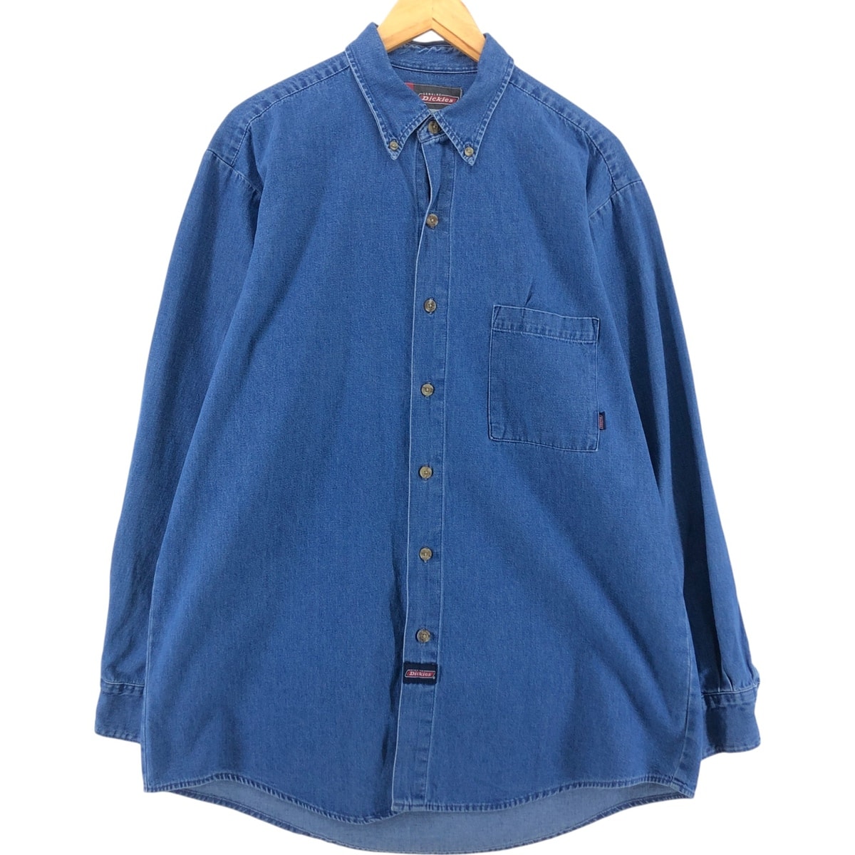 古着 ディッキーズ Dickies 長袖 ボタンダウンデニムシャツ メンズL相当/eaa523075