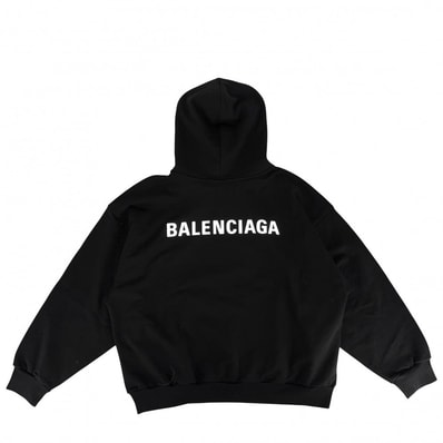 BALENCIAGA バレンシアガ パーカー プルオーバー ロゴプリント トップス フーディ 服 アパレル M 767877 ブラック 黒 コットン メンズ 秋 冬【中古品】