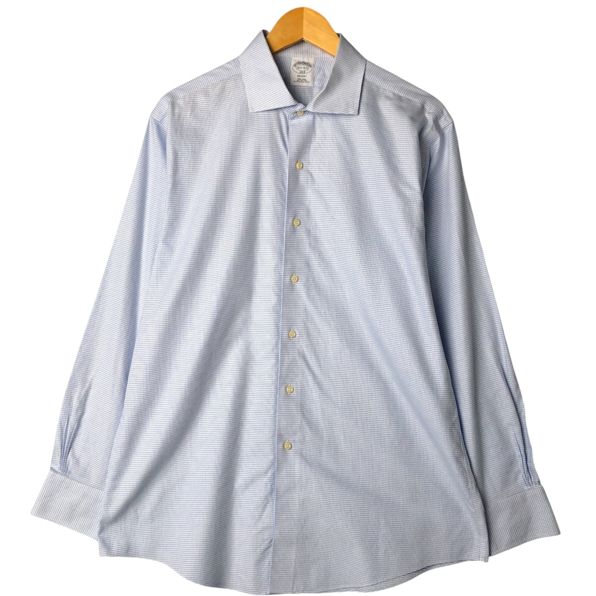 古着 ブルックスブラザーズ Brooks Brothers 1818 REGENT ワイドカラー 長袖 コットンチェックシャツ メンズL相当/eaa580775