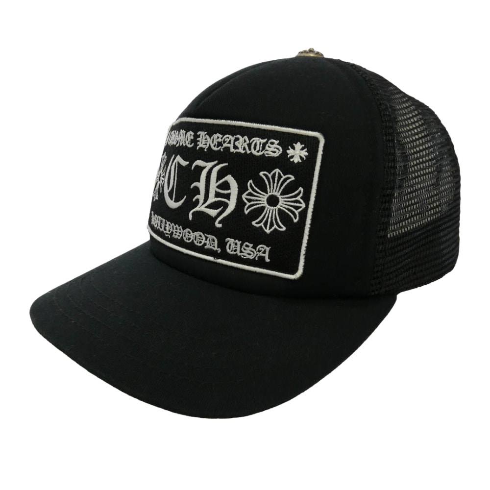 CHROME HEARTS クロムハーツ(原本無) CH Trucker Cap CHトラッカー キャップ CHワッペン クロスボール メッシュキャップ ブラック系【中古】