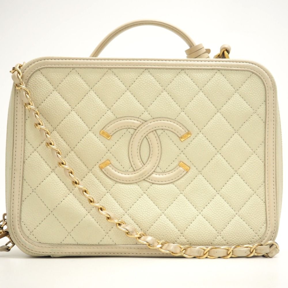シャネル CHANEL ショルダーバッグ ココマーク CCフィリグリー　バニティ ベージュ