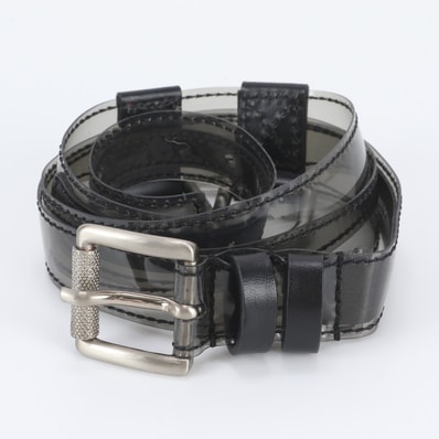 ■美品 エンポリオ・アルマーニ クリア シルバー バックルベルト