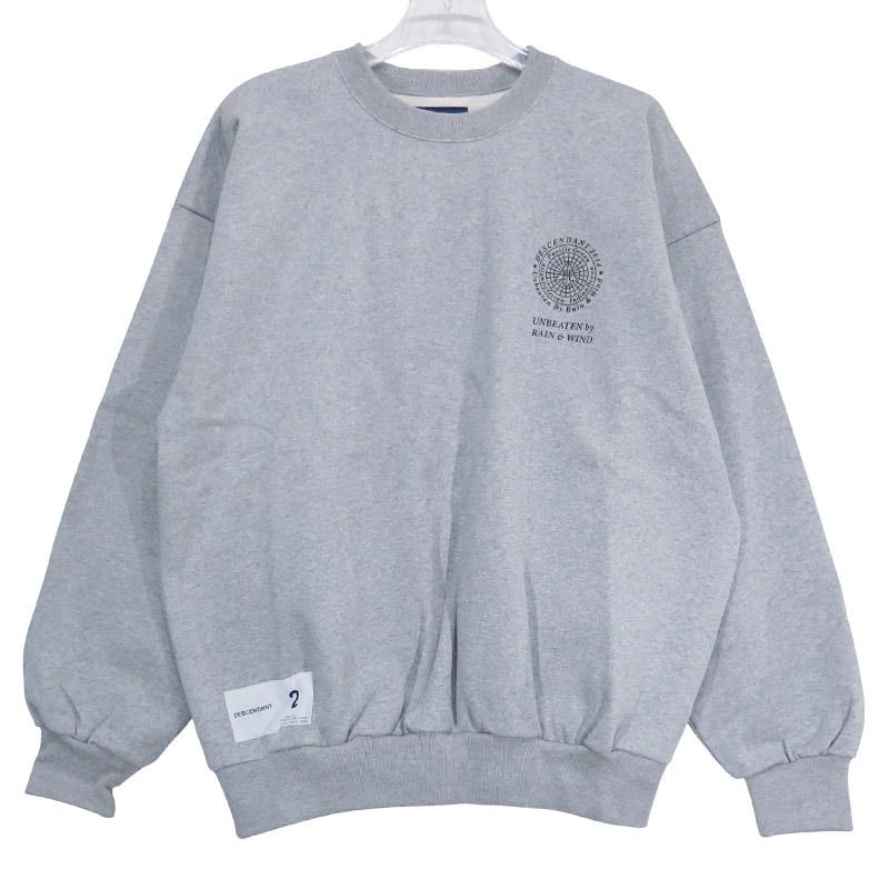 新品 DESCENDANT ディセンダント 24AW STERN CREW NECK 242ATDS-CNM02S スターン クルーネック スウェット グレー トップス トレーナー サイズ2