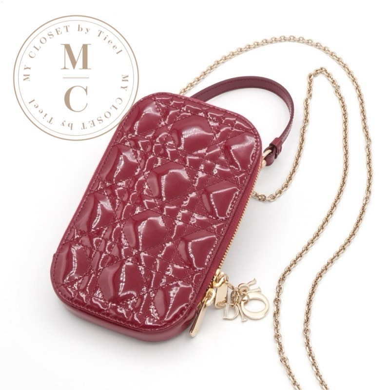 Dior Lady Dior Phone Holder "Red"