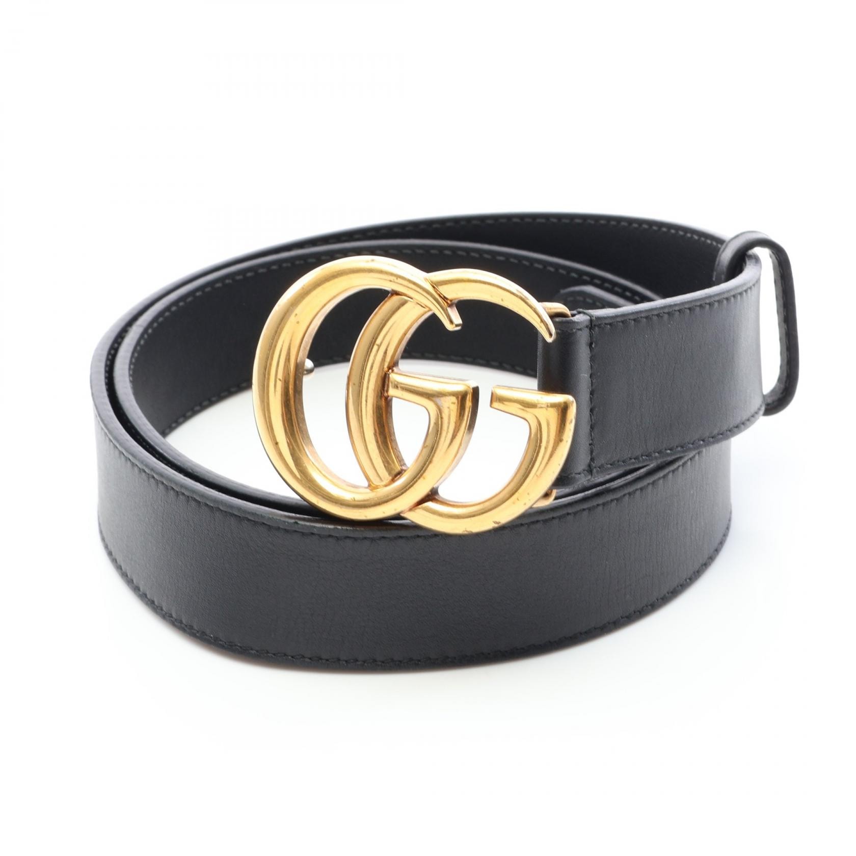 グッチ GUCCI GGマーモント ベルト 衣料品 レザー GP メンズ ゴールド系 / ブラック系 414516 【中古】