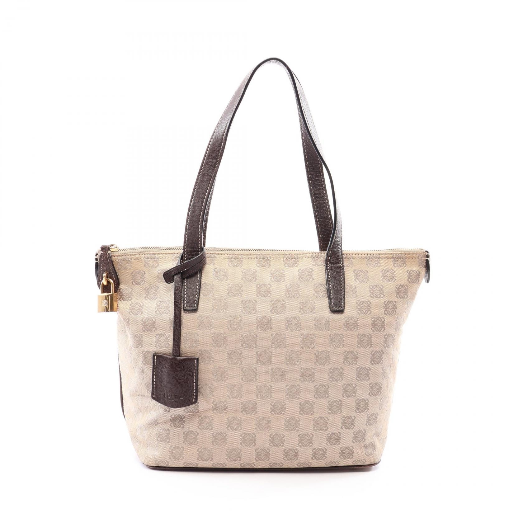 ロエベ LOEWE アナグラム トートバッグ バッグ キャンバス レザー レディース ベージュ系 / ブラウン系 【中古】