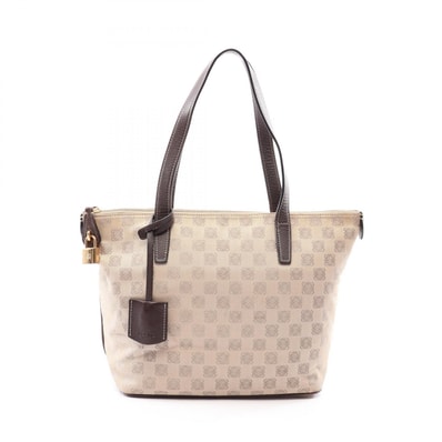 ロエベ LOEWE アナグラム トートバッグ バッグ キャンバス レザー レディース ベージュ系 / ブラウン系 【中古】