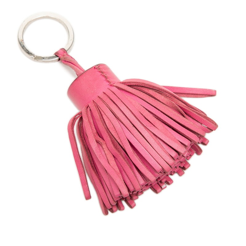 エルメス カルメン チャーム キーホルダー ピンク系 レザー レディース HERMES 【中古】