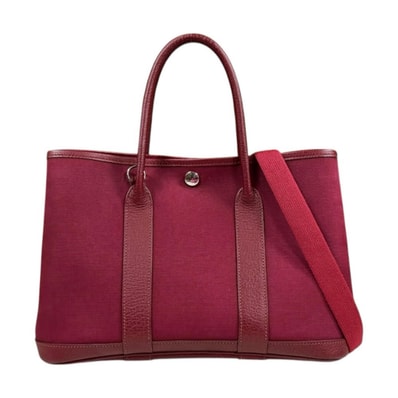 エルメス ガーデンパーティTPM トートバッグ トワルオフィシエ レッド レディース HERMES 中古