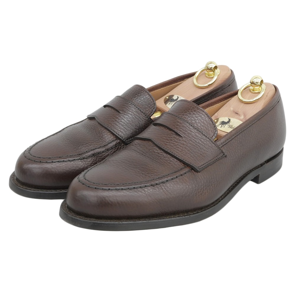 クロケット&ジョーンズ 美品 カントリーカーフ ボストン2 コインローファー シューズ メンズ ダークブラウン 7E 26224 7E