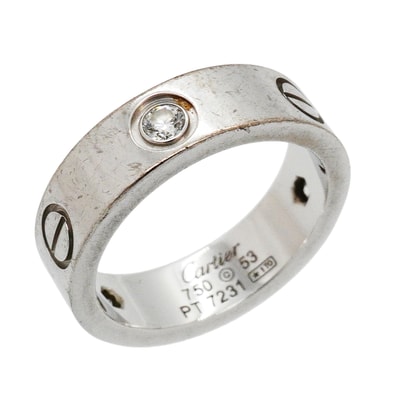 【6jkb0028】カルティエ リング ラブ 3PD K18WG ホワイトゴールド ダイヤモンド #53【中古】レディース