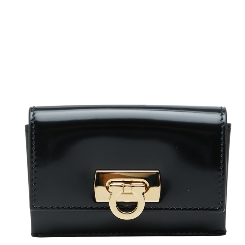 サルヴァトーレフェラガモ カードケース 名刺入れ ブラック レザー レディース Salvatore Ferragamo 中古
