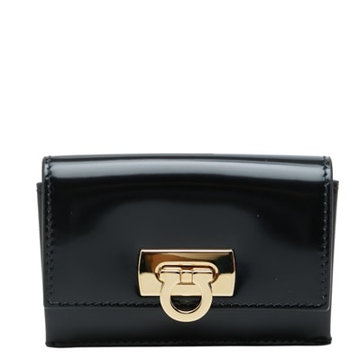 サルヴァトーレフェラガモ カードケース 名刺入れ ブラック レザー レディース Salvatore Ferragamo 中古