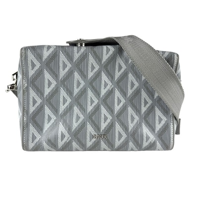 ディオール Dior 斜め掛けショルダーバッグ PVC/レザー グレー シルバー メンズ【中古】 z9270