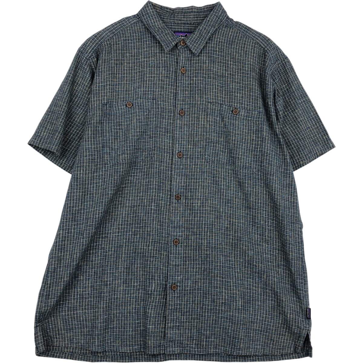 古着 パタゴニア Patagonia バックステップシャツ 53139SP17 チェック柄 半袖 ヘンプ×コットンシャツ ボックスシャツ メンズXL相当/rab182178