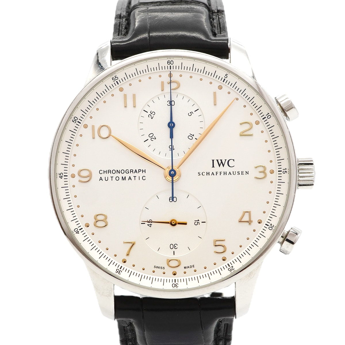★SALE【6wgd0263】IWC アイダブリューシー シャフハウゼン ポルトギーゼ クロノグラフ IW371445 シルバー文字盤【中古】腕時計 メンズ