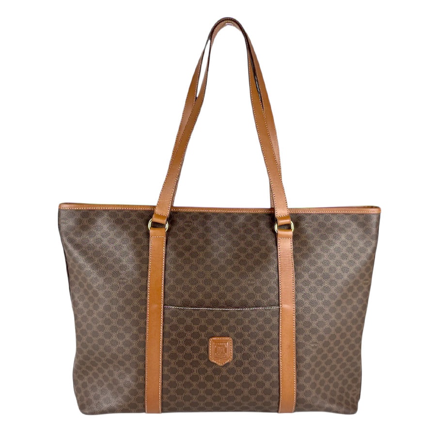 セリーヌ CELINE ショルダーバッグ トートバッグ マカダム PVC/レザー ブラウン ゴールド レディース【中古】 z8291