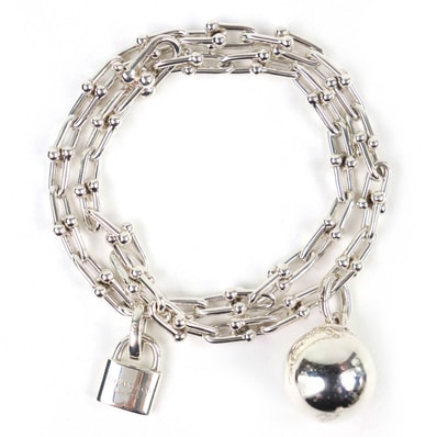 美品 ティファニー ハードウェア スモール ラップ ブレスレット シルバー