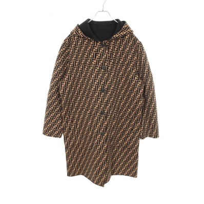 フェンディ FENDI ズッカ フード付き リバーシブル 衣料品 アウター ウール レディース ブラック系 / ベージュ系 FF0249 【中古】