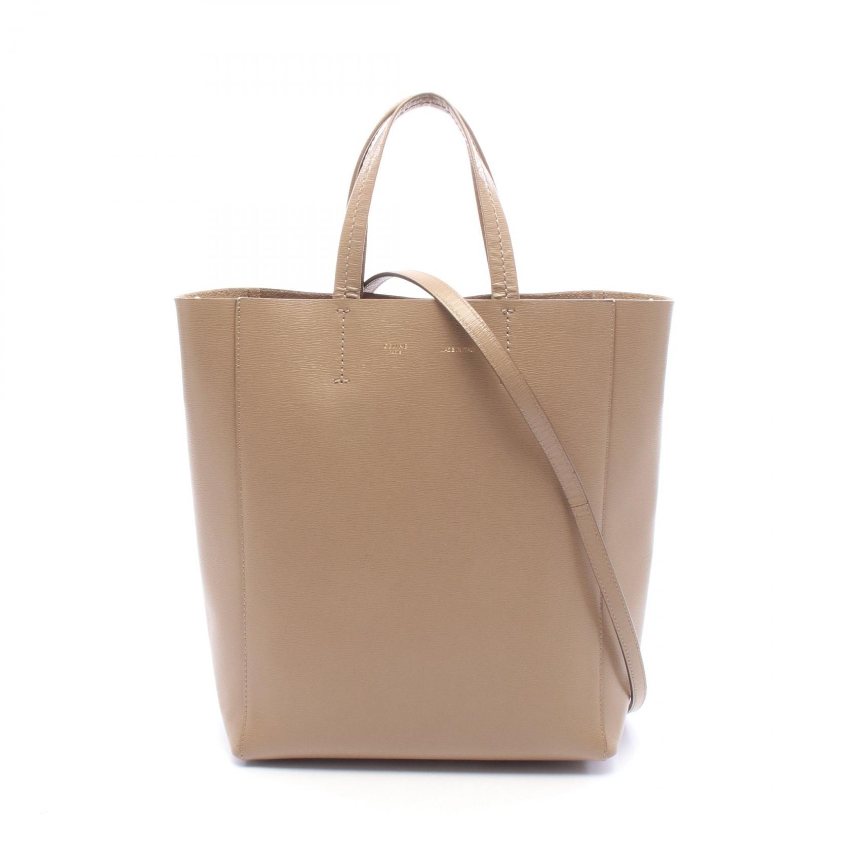 セリーヌ CELINE バーティカル スモール カバ 2WAY トートバッグ バッグ レザー レディース ベージュ系 【中古】