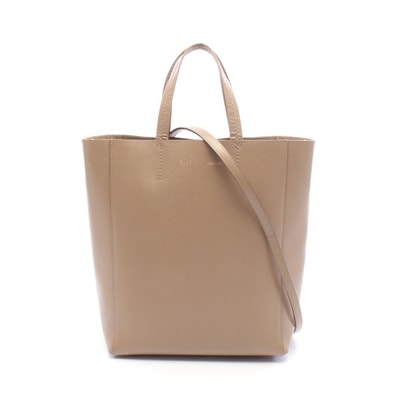 セリーヌ CELINE バーティカル スモール カバ 2WAY トートバッグ バッグ レザー レディース ベージュ系 【中古】