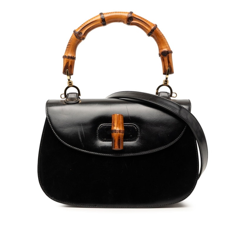 グッチ バンブー ハンドバッグ ショルダーバッグ 2WAY 000 2684 0633 ブラック カーフ レディース GUCCI 【中古】