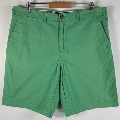 古着 トミーヒルフィガー TOMMY HILFIGER ショートパンツ チノショーツ ワンポイントロゴ 大きいサイズ カラーパンツ w38 グリーン系 メンズ