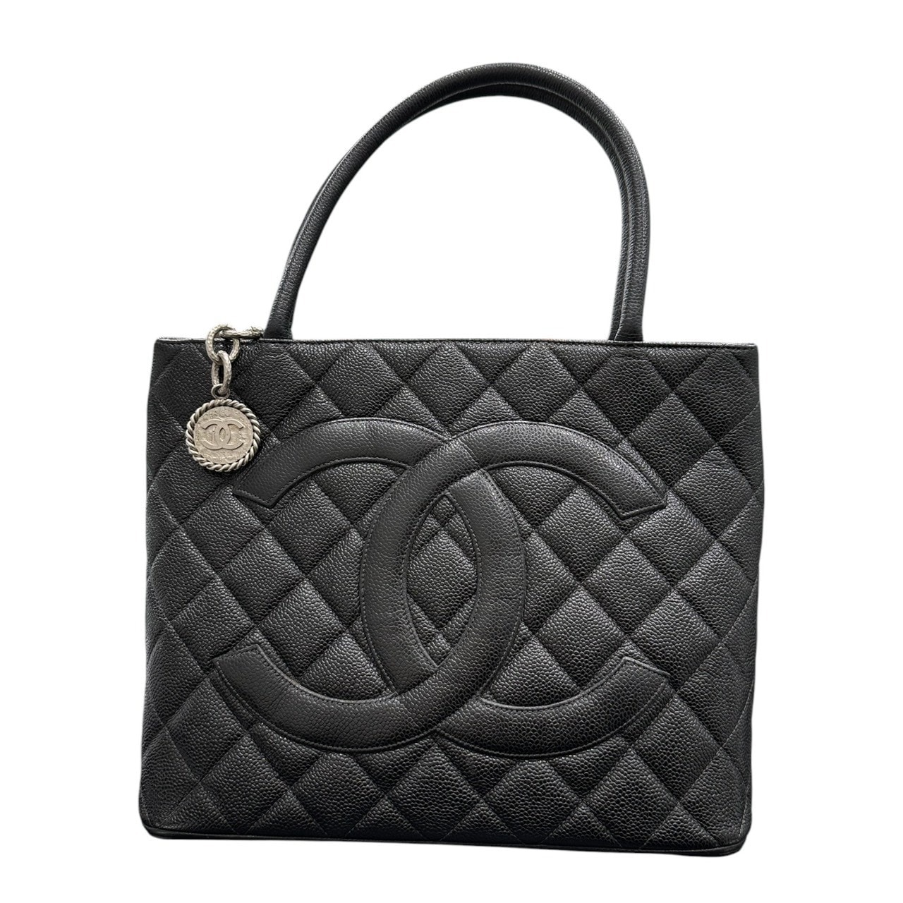 美品 CHANEL シャネル キャビアスキン 復刻トート ブラック レザー トートバッグ S1-00223 【中古】