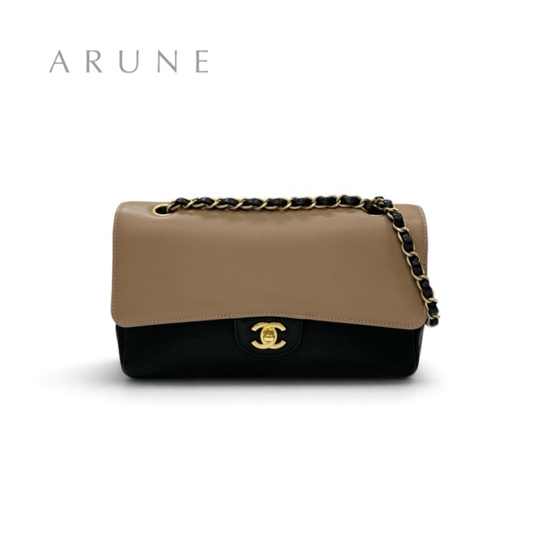 シャネル CHANEL バッグ ショルダーバッグ ブラック ベージュ ゴールド ココマーク ダブルチェーン ダブルフラップ 2way ハンドバッグ バイカラー