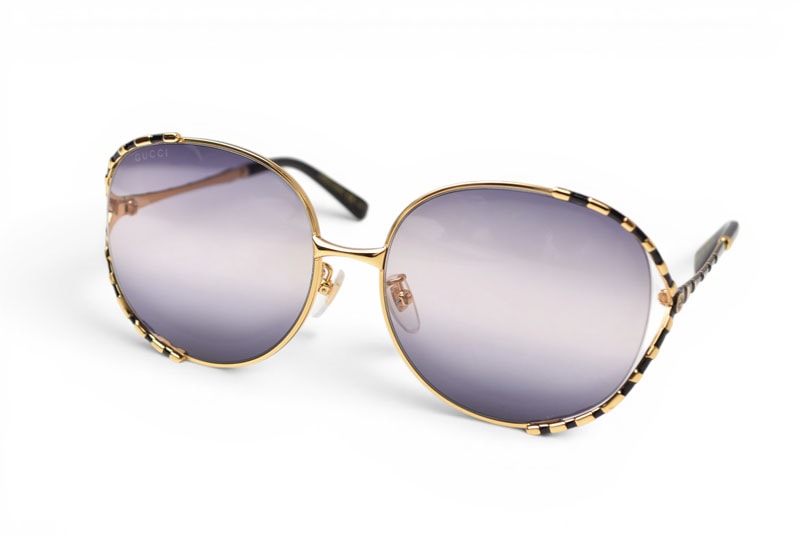 グッチ 美品 サングラス GUCCI GG0595S ラウンドサングラス ゴールド ブラック グラデーションレンズ レディース【中古】