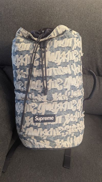 Supreme Fat Tip Jacquard Denim Backpack "Blue"