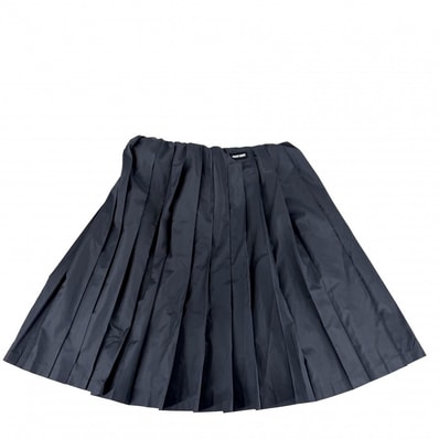 MIUMIU ミュウミュウ スカート ロゴ プリーツ ボトムス 服 アパレル 38 ネイビー 紺 リサイクルポリエステル コットン レディース【中古品】