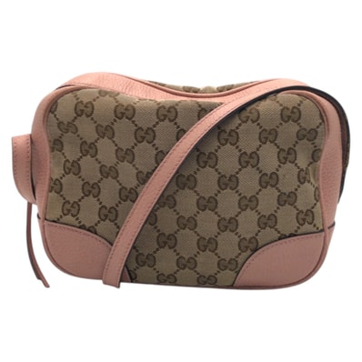 GUCCI グッチ GG柄 ピンク ベージュ ブラウン GGキャンバス レザー/ ショルダーバッグ ポシェット 500112 【中古】