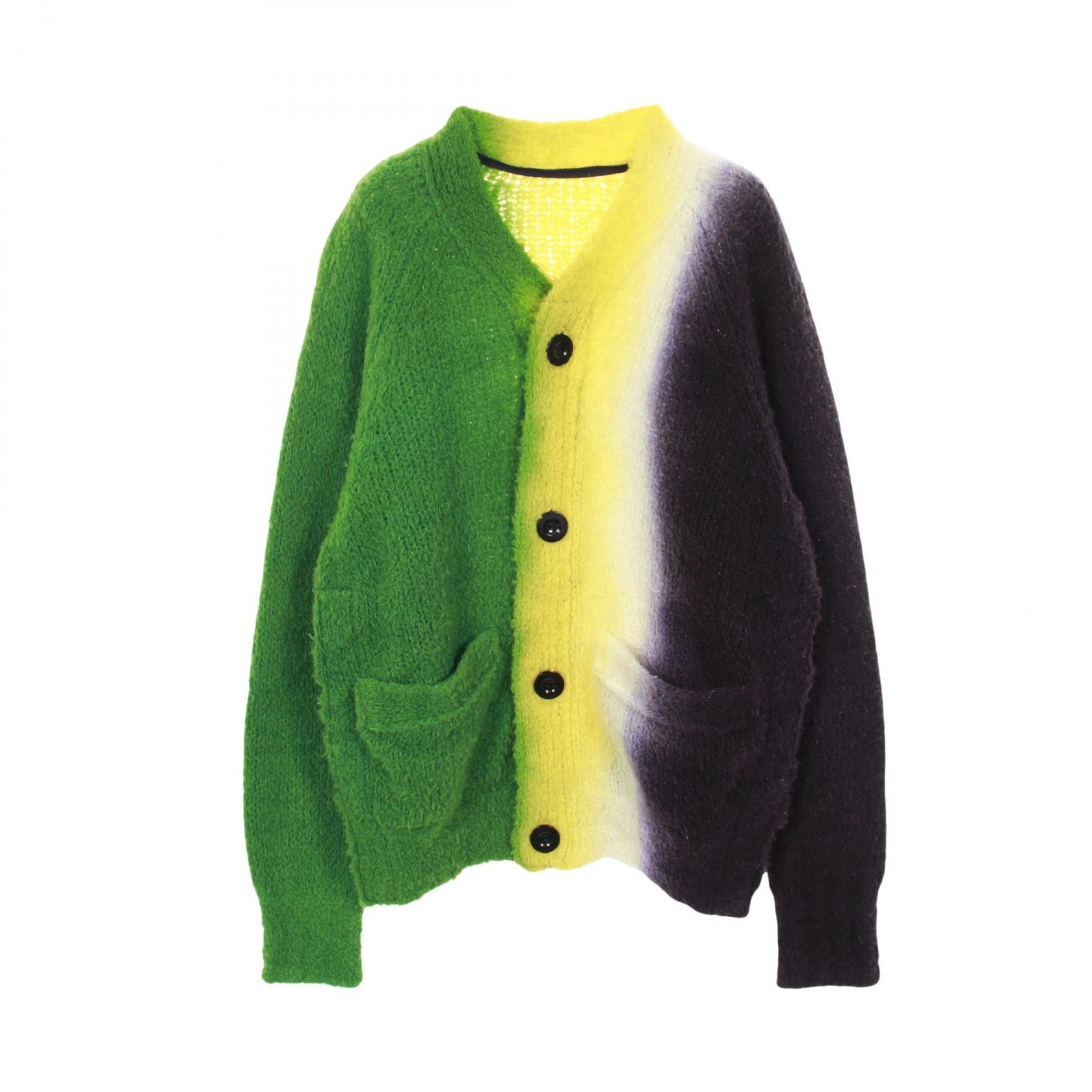 サカイ Sacai Tie DYE Knit Cardigan カーディガン 衣料品 トップス ウール メンズ グリーン系 / ネイビー系 / イエロー系 【中古】