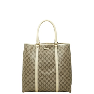 グッチ GGスプリーム トートバッグ ハンドバッグ 223668 ベージュ PVC レザー レディース GUCCI 中古